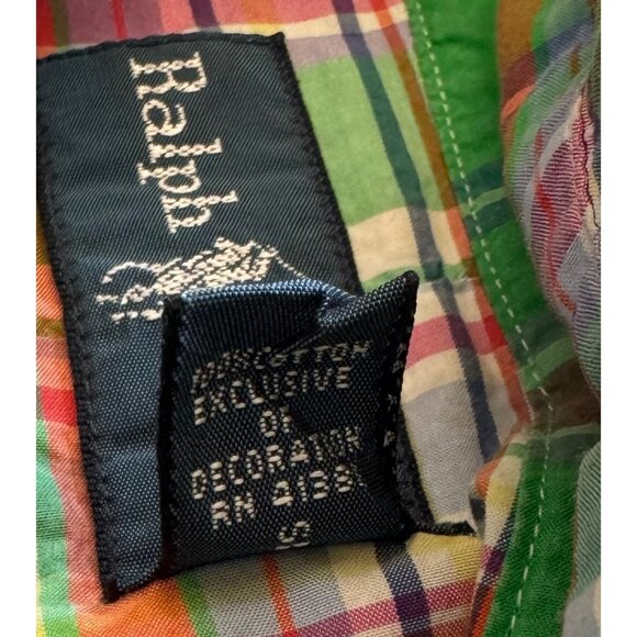 Ralph Lauren Mens Shirt L Green Plaid Short Sleeve Button-Down - Picture 4 of 6